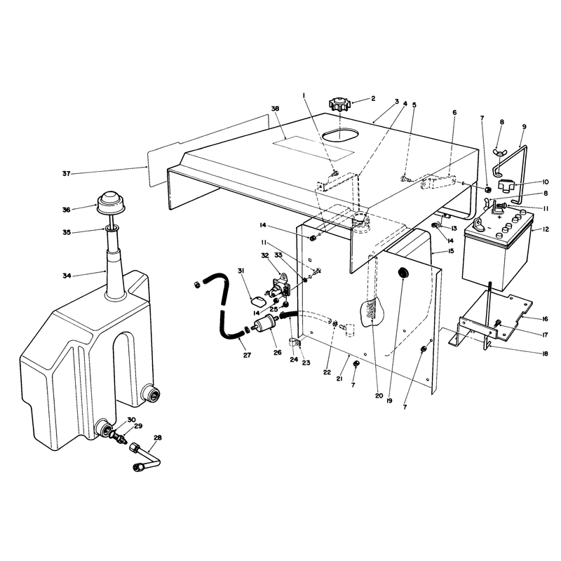 Hood Gas and Hydraulic Tank Assembly