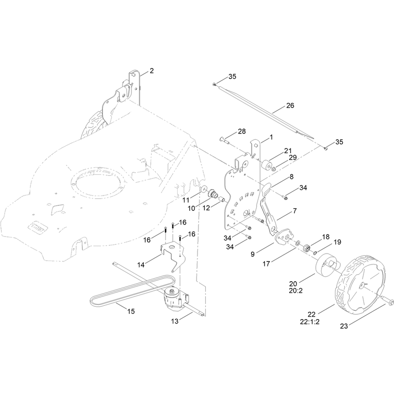 Rear Wheel and Height of Cut Assembly