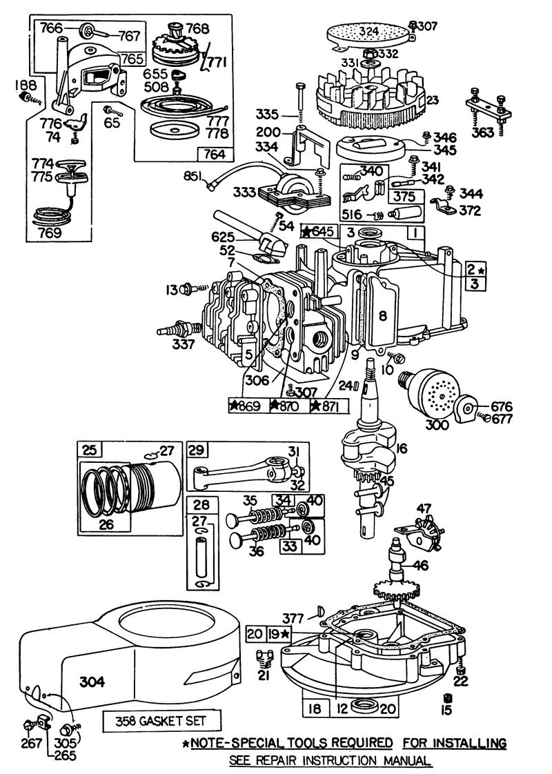 Engine Briggs and Stratton Model 92508 1000 01 For 19in Hand Propelled Model 16009