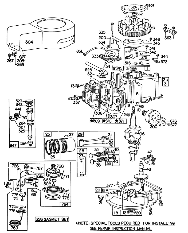 Engine Briggs and Stratton Model 92908 1842 01 For 21in Hand Propelled Model 16113 And 21in Self Propelled Model 16277