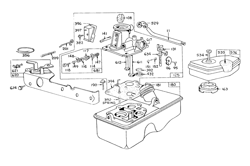 Carburetor Assembly Model 390065 For 21in Hand Propelled Model 16173 For 21in Self Propelled Model 16273