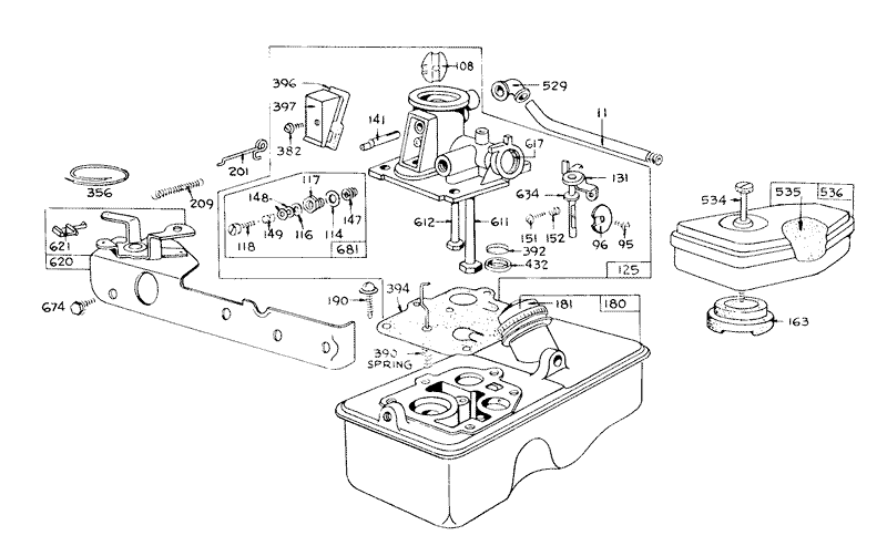 Carburetor Assembly Model 390065 For 21in Hand Propelled Model 16173 For 21in Self Propelled Model 16273