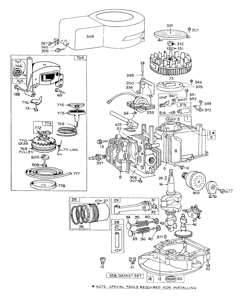 Engine Briggs and Stratton Model 92508 0904 01 For 19in Hand Propelled Model 16073