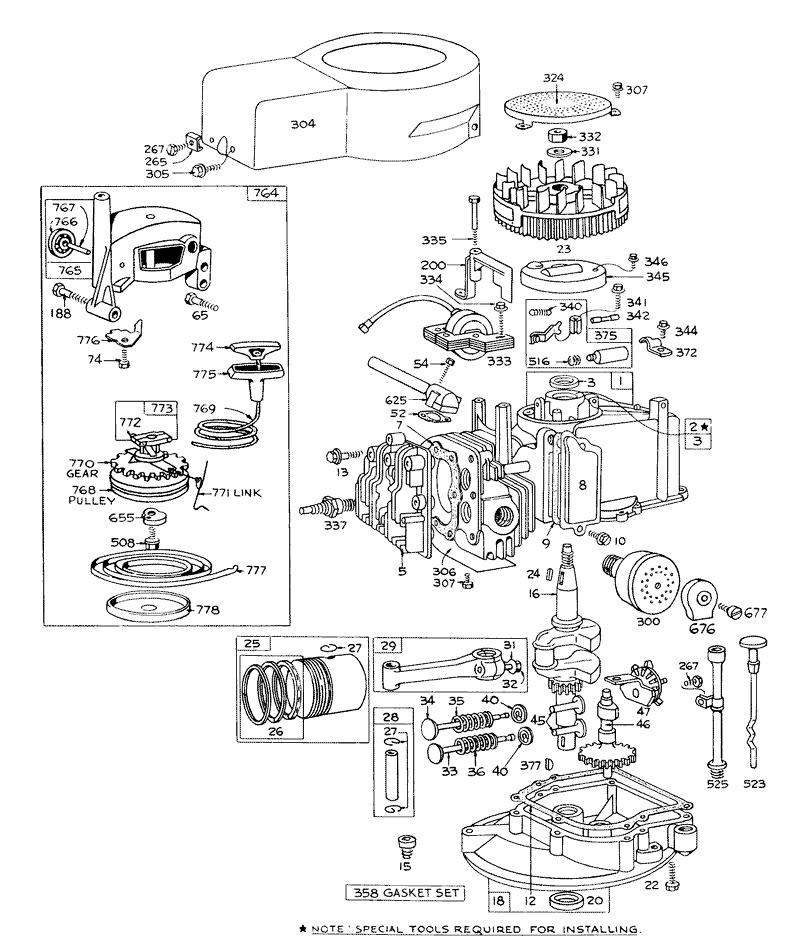 Engine Briggs and Stratton Model 92908 1457 01 For 21in Hand Propelled Model 16173
