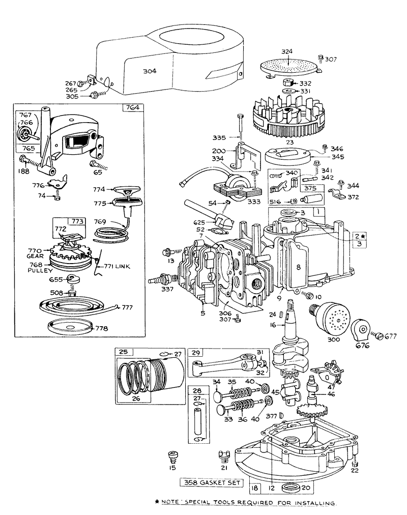 Engine Briggs and Stratton Model 92508 0904 01 For 19in Hand Propelled Model 16073