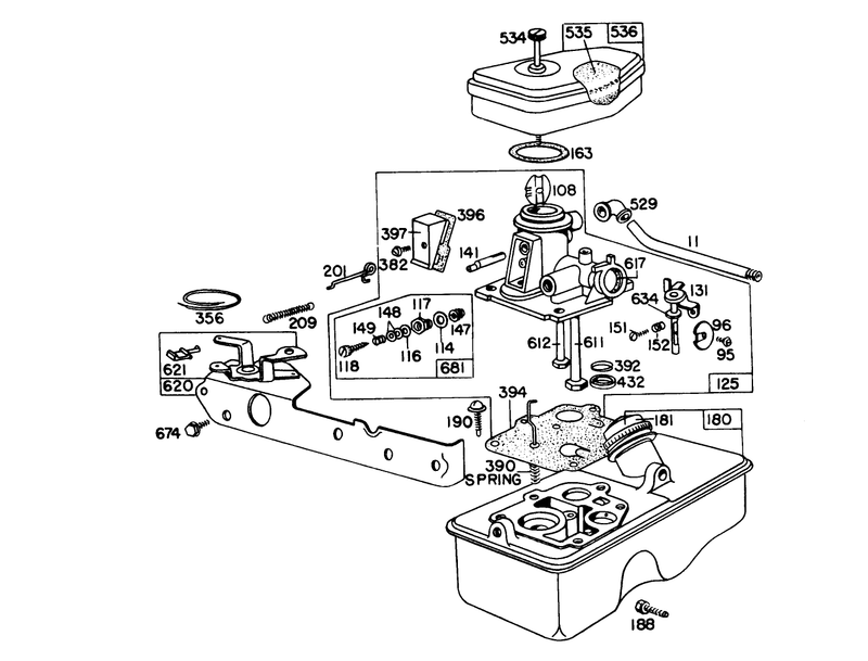Carburetor Assembly Model 390065 For 21in Hand Propelled Model 16106 For 21in Self Propelled Model 16264