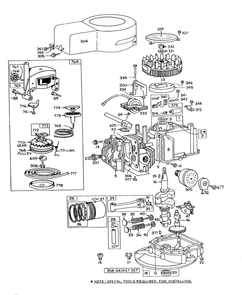 Engine Briggs and Stratton Model 92508 0954 01 For 19in Hand Propelled Model 16035