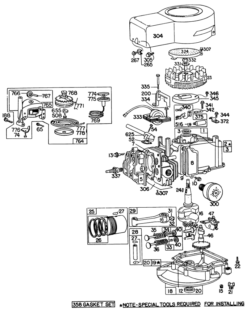 Engine Briggs and Stratton Model 92908 1743 01 For 21in Self Propelled Model 16264