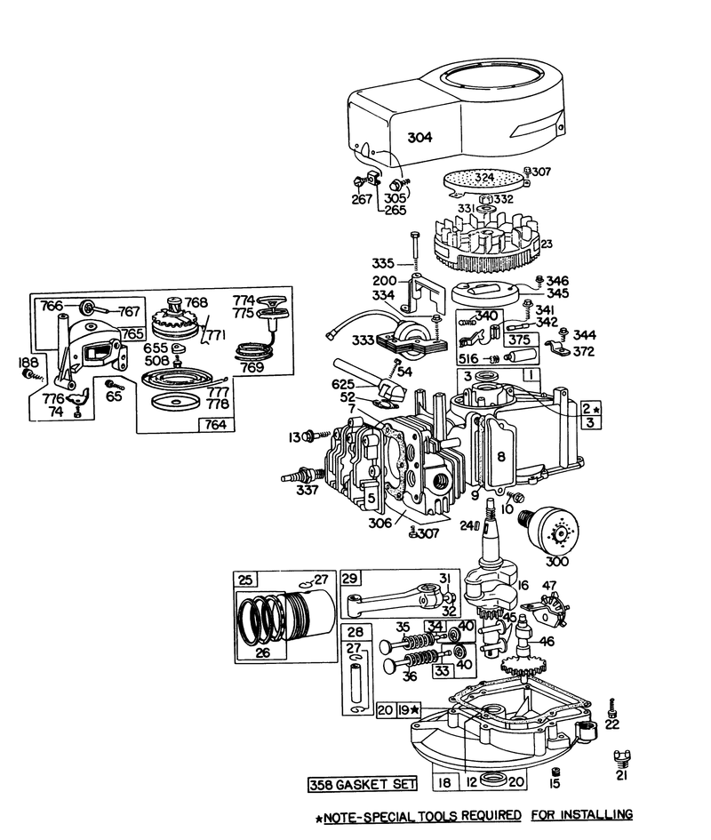 Engine Briggs and Stratton Model 92908 1744 01 For 21in Hand Propelled Model 16106