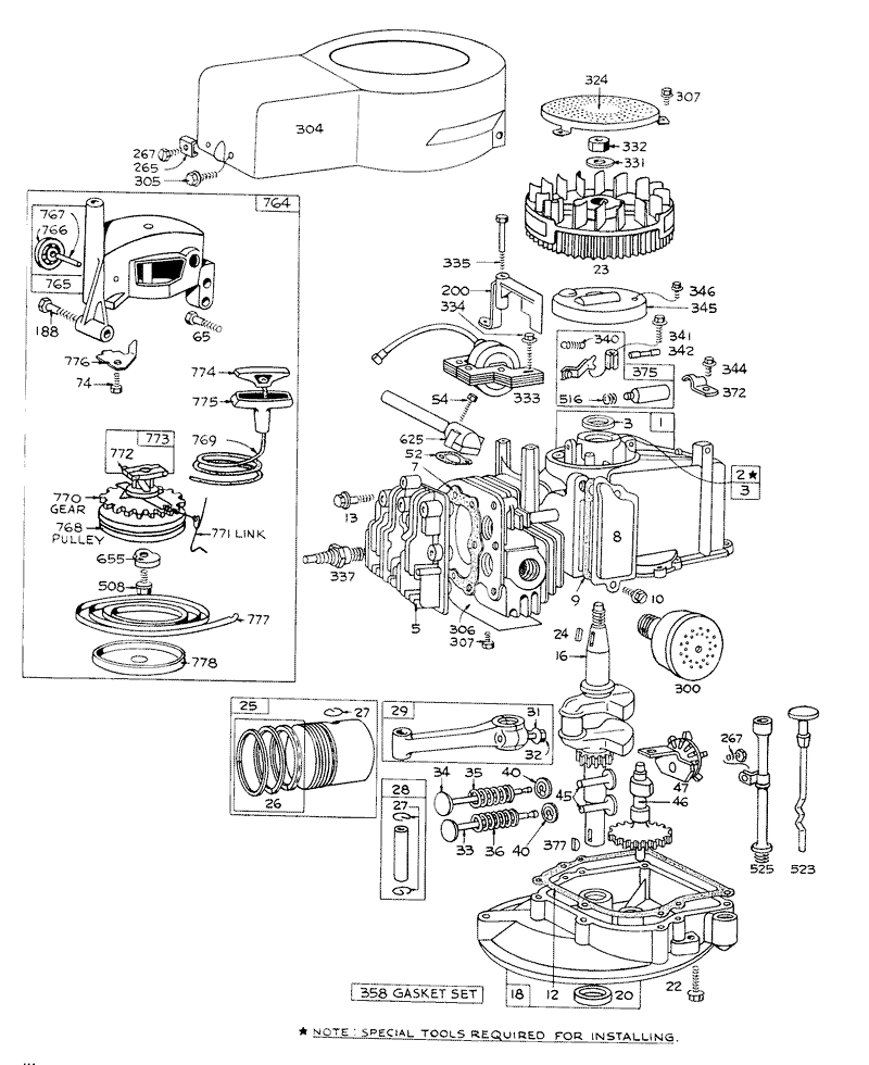Engine Briggs and Stratton Model No 92908 1129 01 For 21in Hand Propelled Model No 16111
