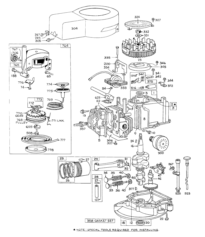 Engine Briggs and Stratton Model No 92908 1130 01 For 21in Self Propelled Model No 16222