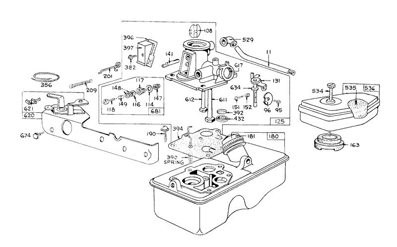 Model No 390065 Carburetor Assembly For Engines 92908 1129 01 and 92908 1130 01
