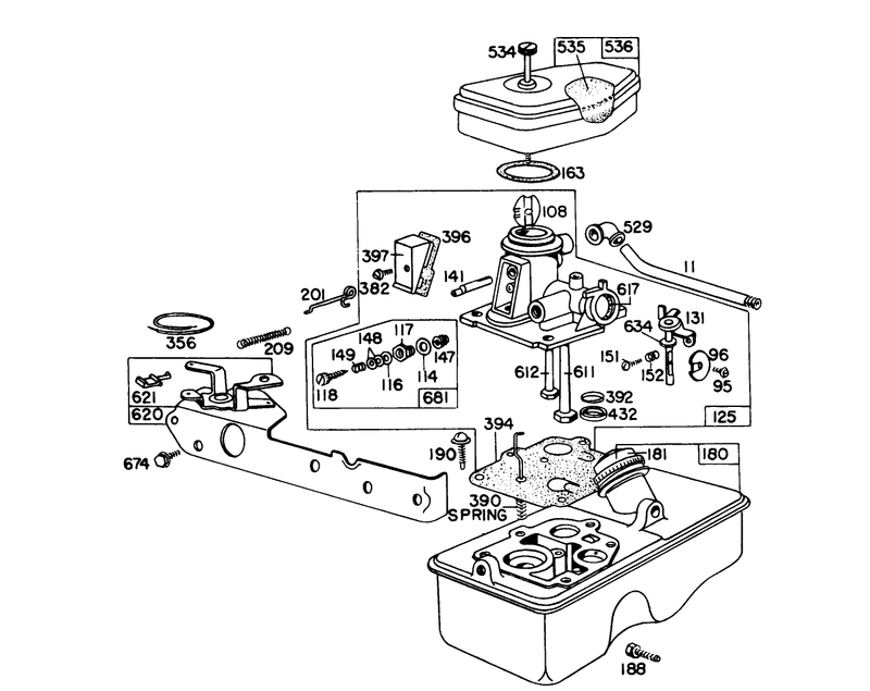 Carburetor Assembly Model 390065 For 21in Hand Propelled Model 16113 For 21in Self Propelled Model 16277