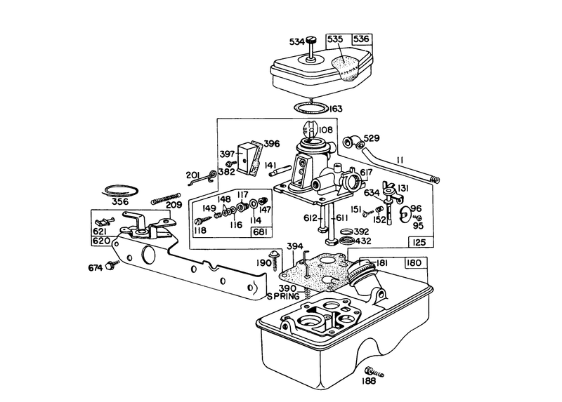 Carburetor Assembly Model 390065 For 21in Hand Propelled Model 16155 And For 21in Self Propelled Model 16287