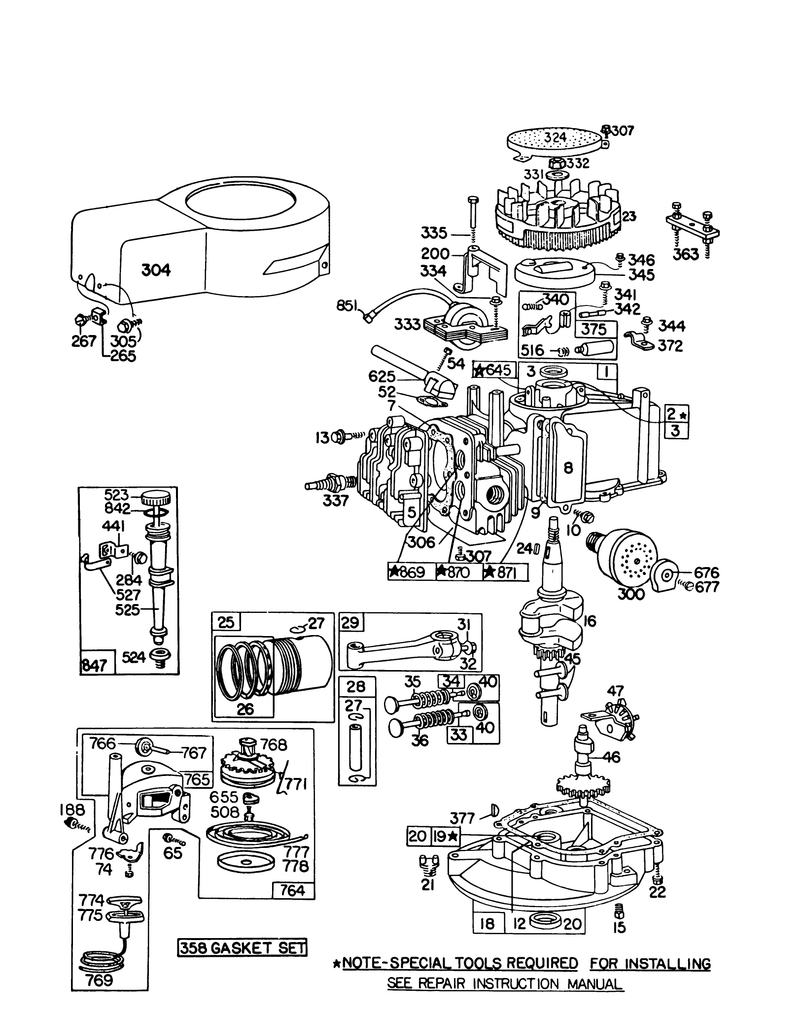 Engine Briggs and Stratton Model 92908 1842 01 For 21in Hand Propelled Model 16155 For 21in Self Propelled Model 16287