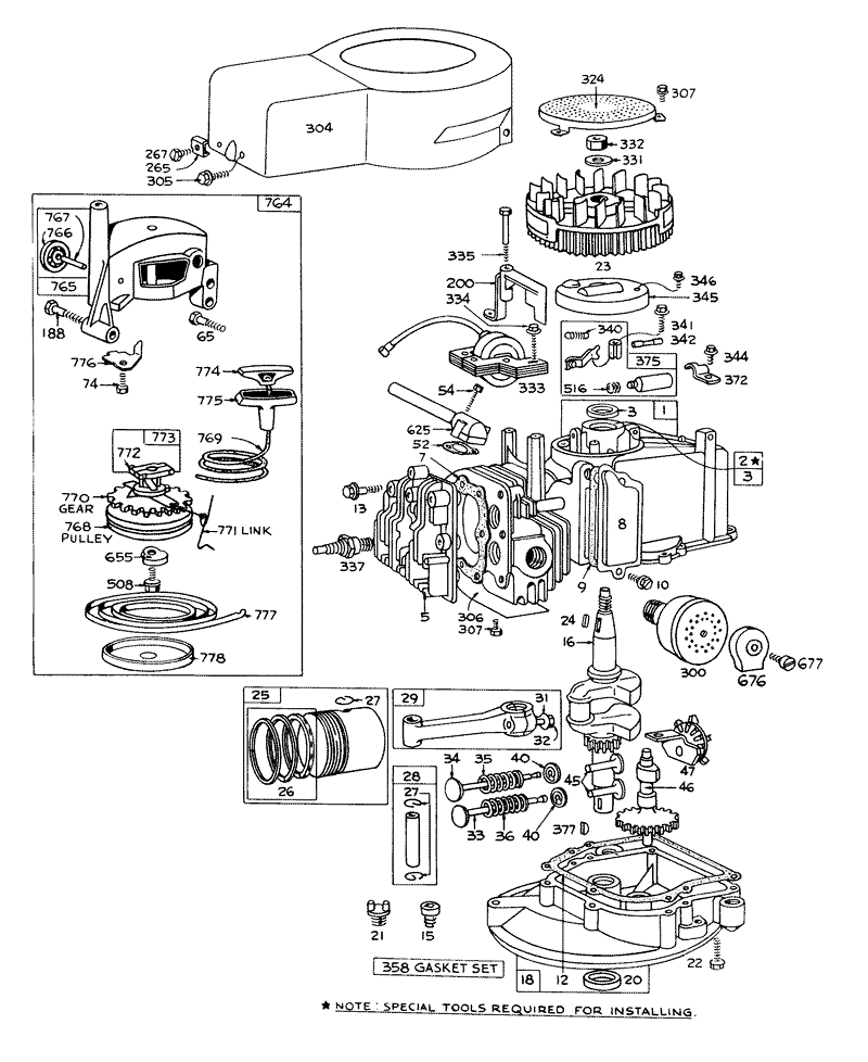 Engine Briggs and Stratton Model 92908 1223 03