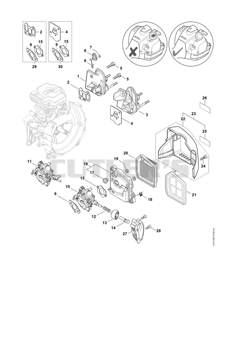 Spacer flange, Air filter