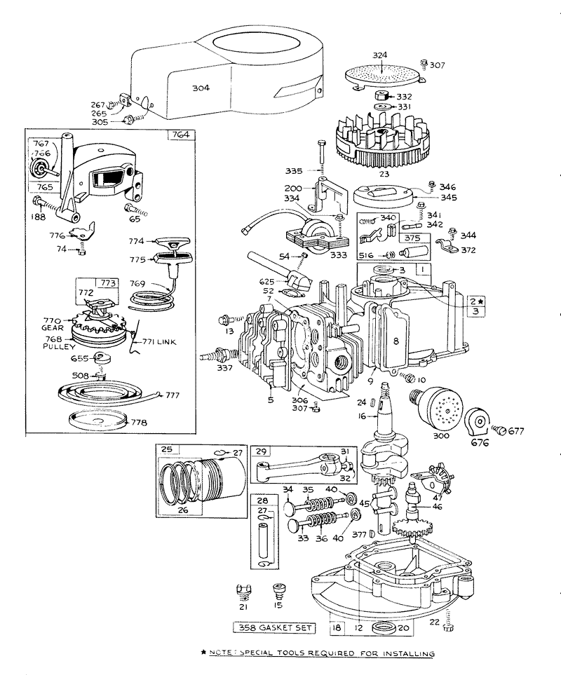 Engine Briggs and Stratton Model 92908 1456 02