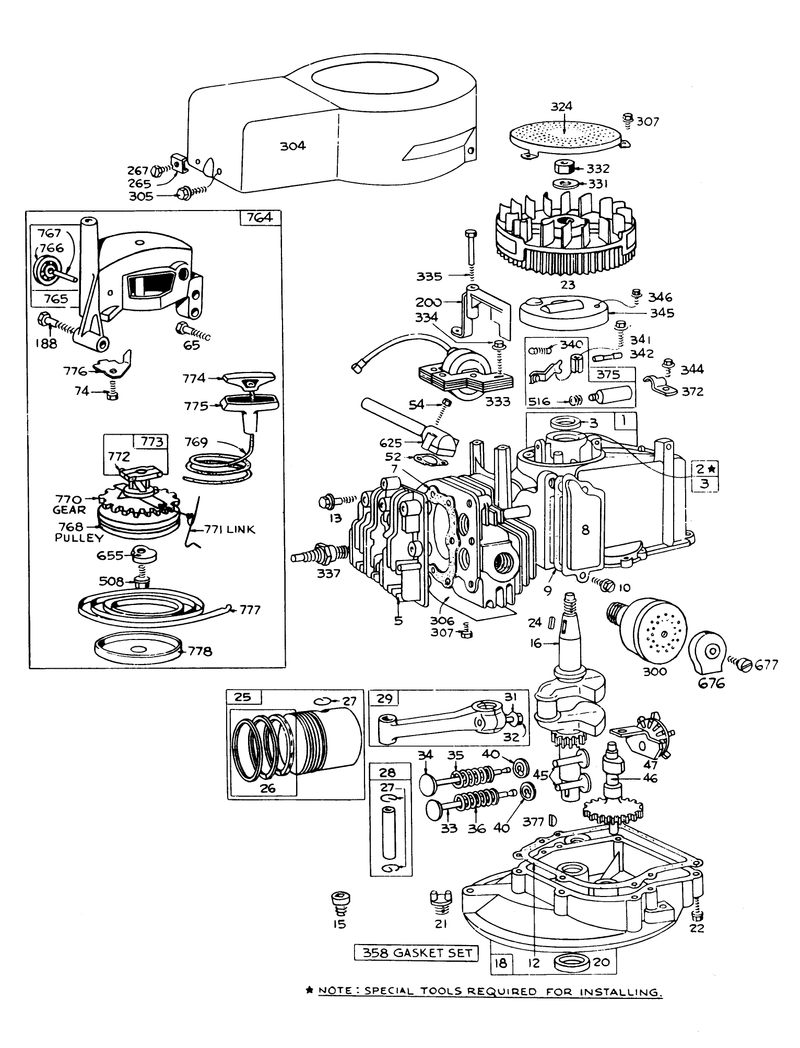 Engine Briggs and Stratton Model 92508 0954 01 For 19in Hand Propeled Model 16009
