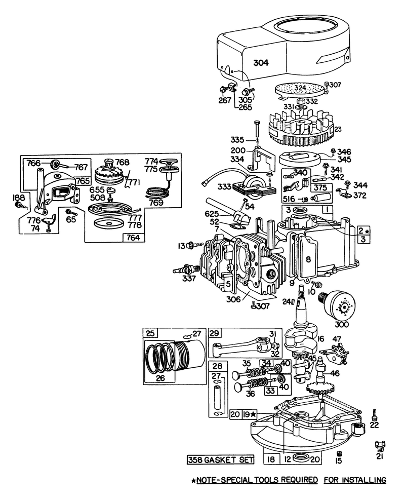 Engine Briggs and Stratton Model 92908 1744 01 For 21in Hand Propelled Model 16113