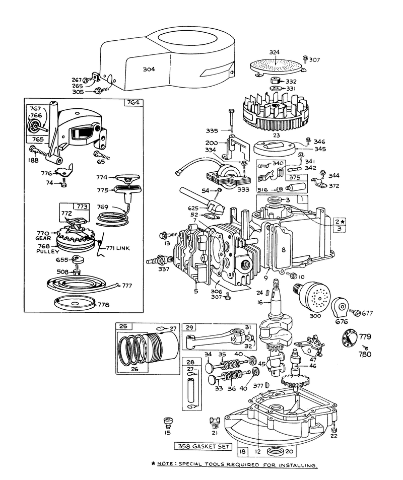 Engine Briggs and Stratton Model 92508 0985 01 For 19in Hand Propelled Model 16067