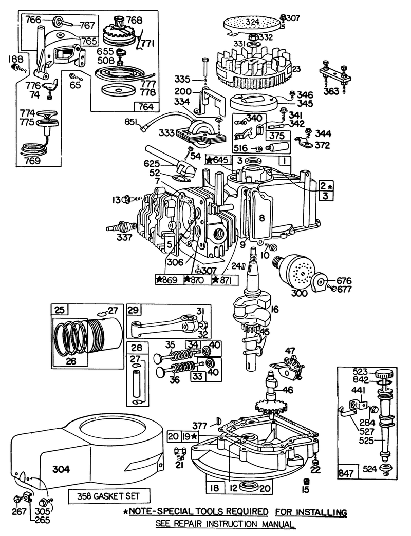 Engine Briggs and Stratton Model 92508 1033 01