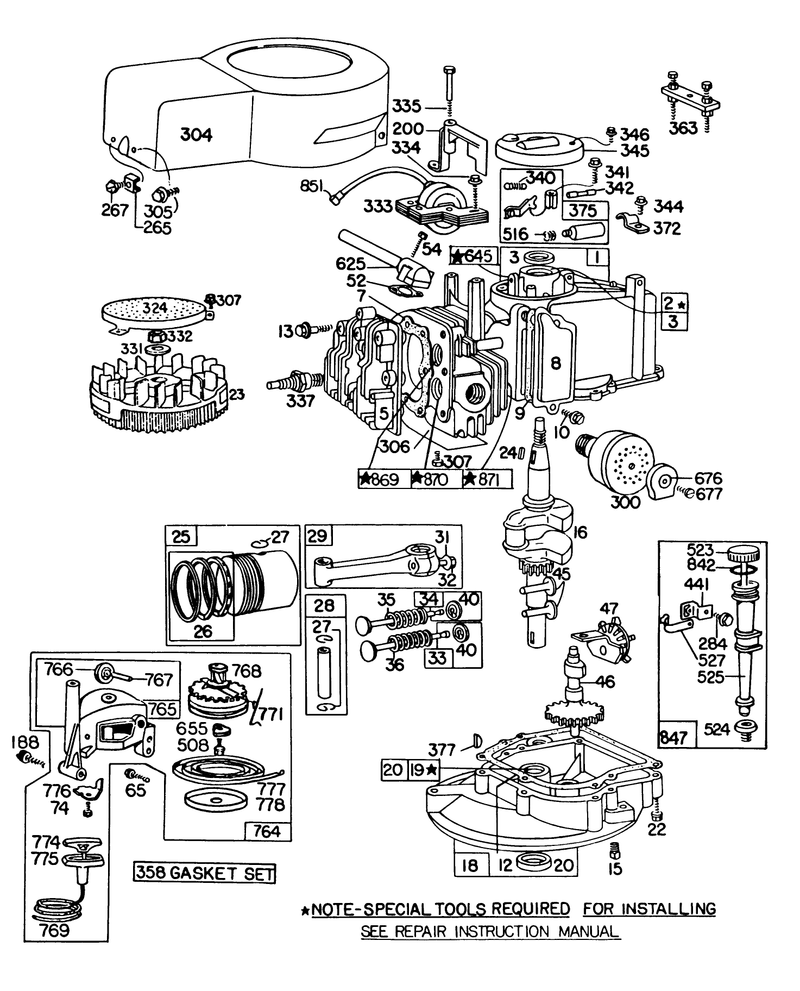 Engine Briggs and Stratton Model 92908 2053 01 Engine Briggs and Stratton Model 93508 0195 01 For 21in Hand Propelled Model 16310