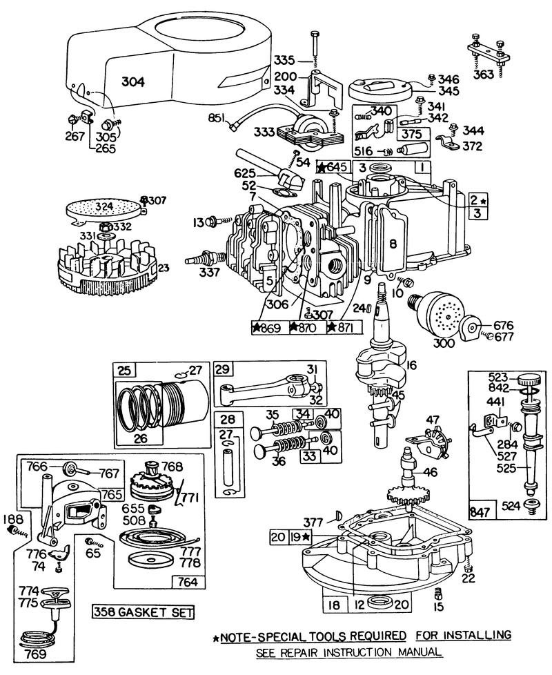 Engine Briggs and Stratton Model 93508 0195 01 Engine Briggs and Stratton Model 92908 2053 01