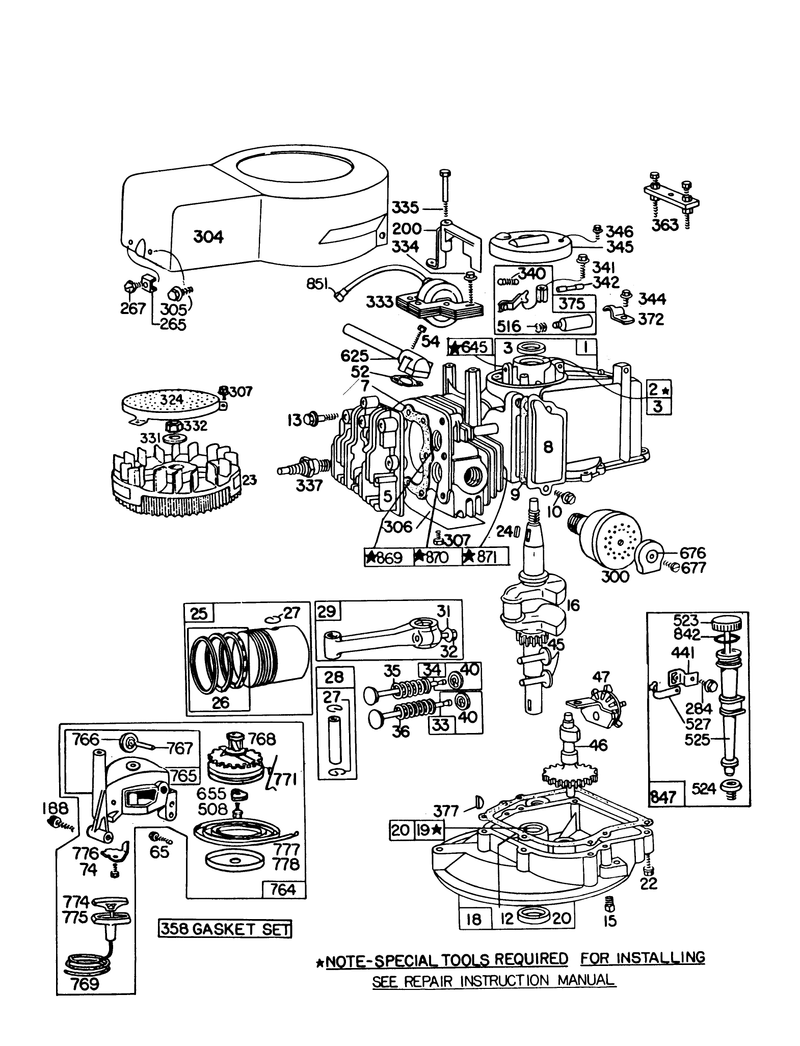 Engine Briggs and Stratton Model 92908 1931 02 For 21in Hand Propelled Model 16310