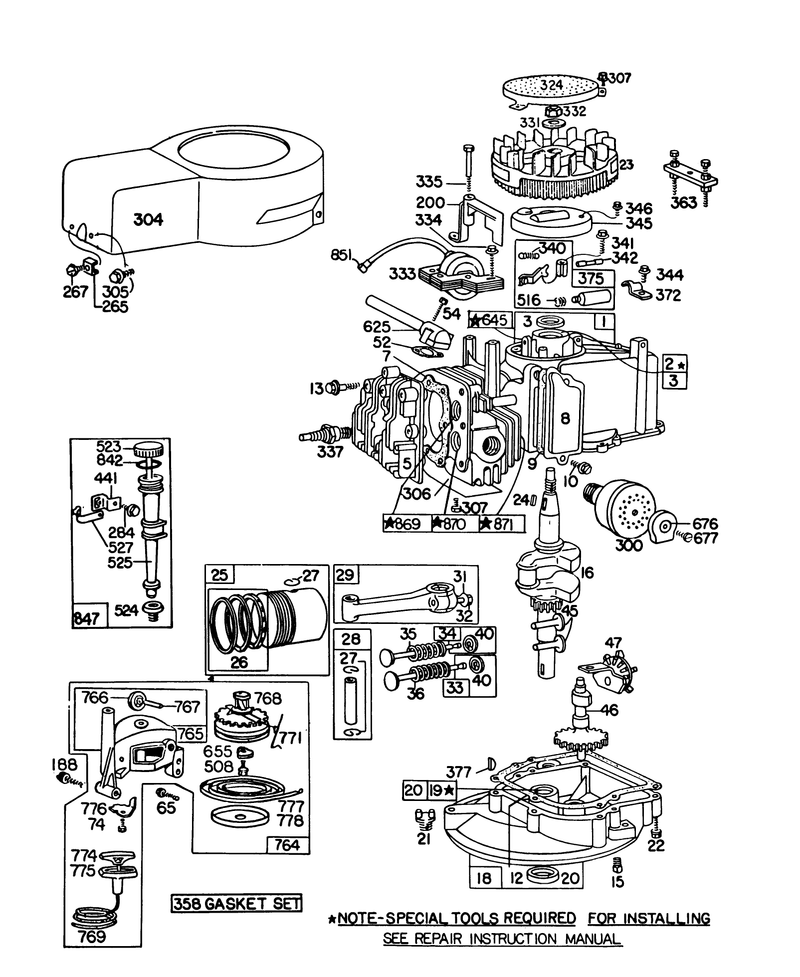 Engine Briggs and Stratton Model 92908 2052 01 Engine Briggs and Stratton Model 93508 0193 01