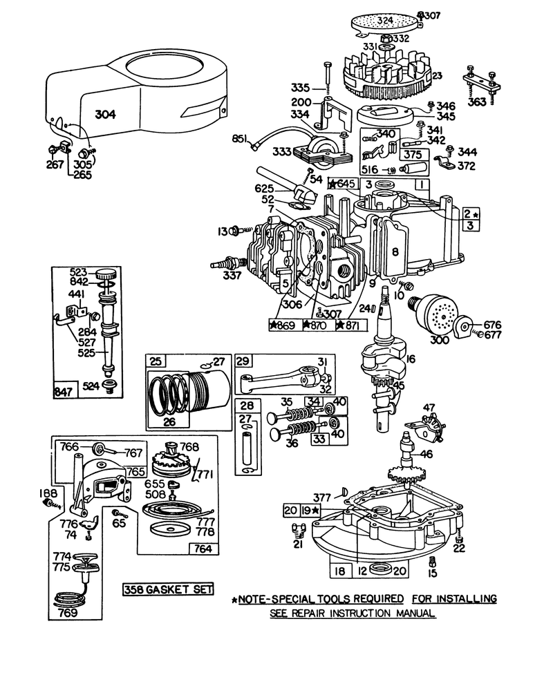 Engine Briggs and Stratton Model 93508 0193 01 Engine Briggs and Stratton Model 92908 2052 01