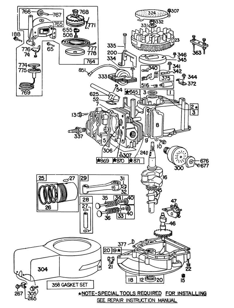 Engine Briggs and Stratton Model 92508 1033 02