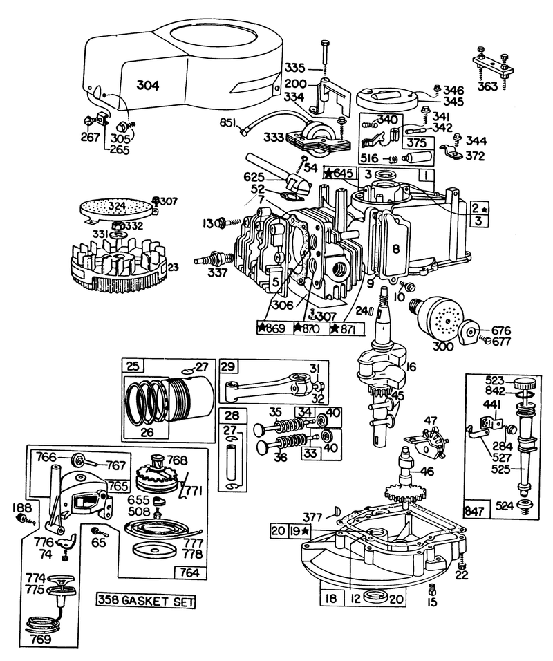 Engine Briggs and Stratton Model 92908 1931 04 For 21in Hand Propelled Model 16370