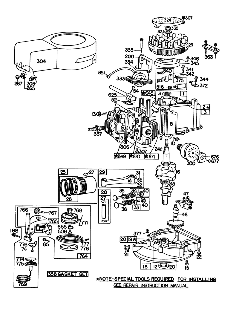 Engine Briggs and Stratton Model 92908 2052 02 Engine Briggs and Stratton Model 93508 0193 02
