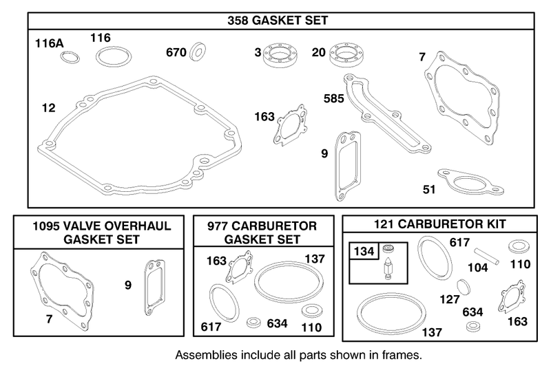 Engine Briggs and Stratton Model 127702 1745 E1 serial No 8901374 and Up