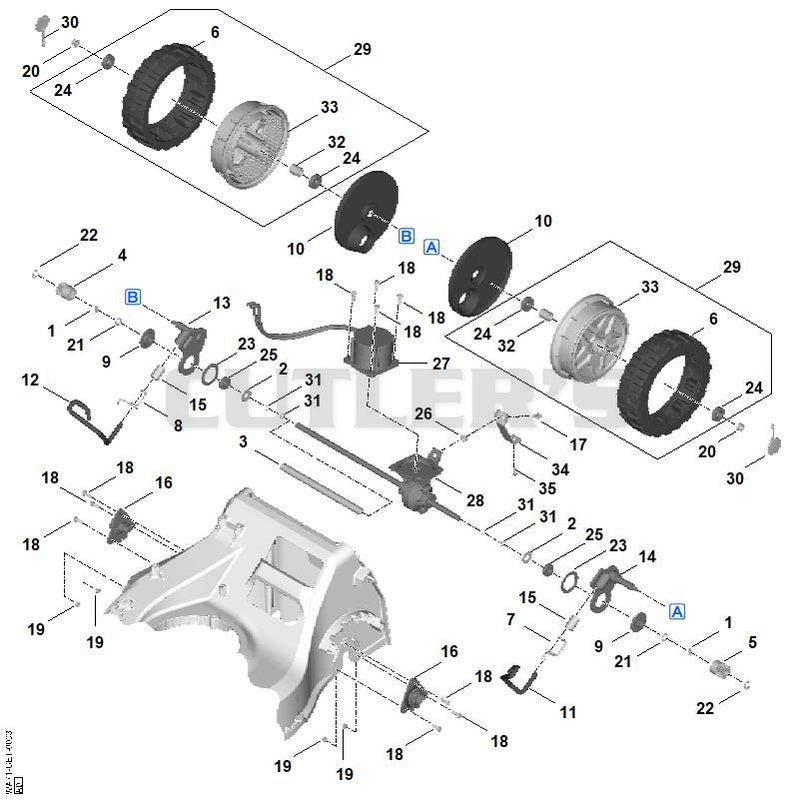 Rear height adjustment, drive