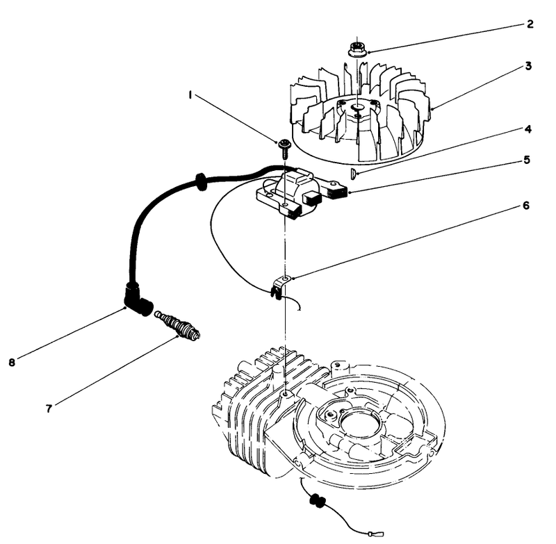 Flywheel and Magneto Assembly Engine 47pe 4 used On Units With Serial No6000101 6002073 Engine 47pf 5 used On Units With Serial No 6002074 and Up