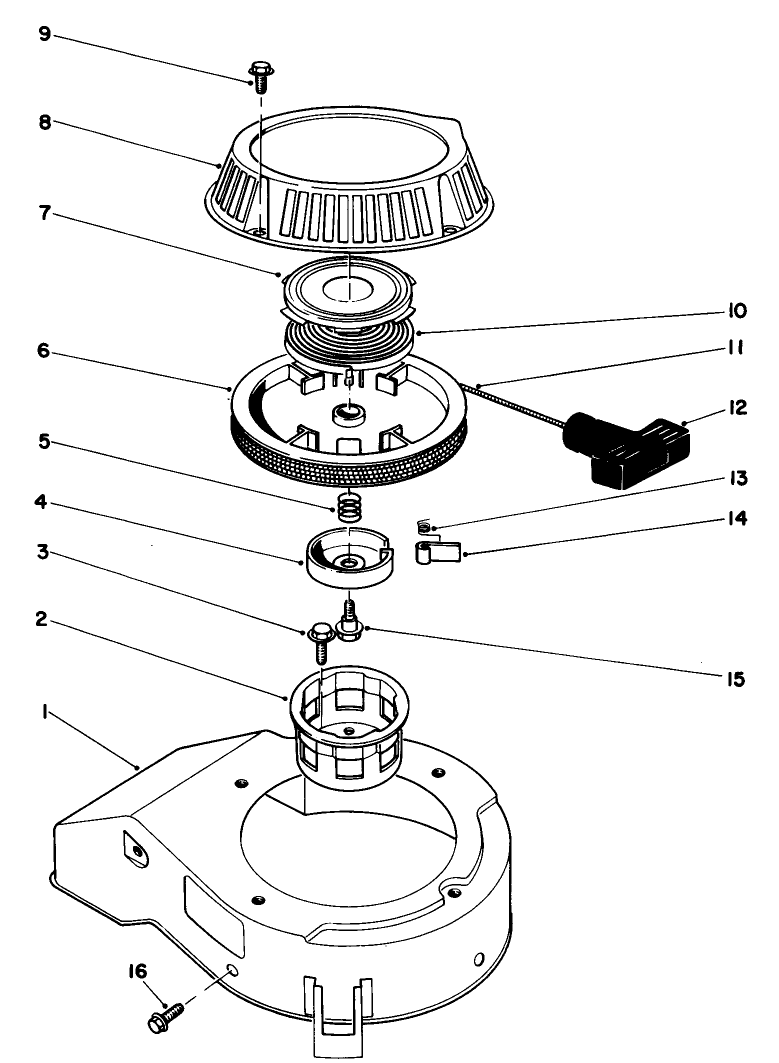 Recoil Assembly Engine 47pe 4 used On Units With Serial No 6000101 6002073 Engine 47pf 5 used On Units With Serial No 6002074 and Up