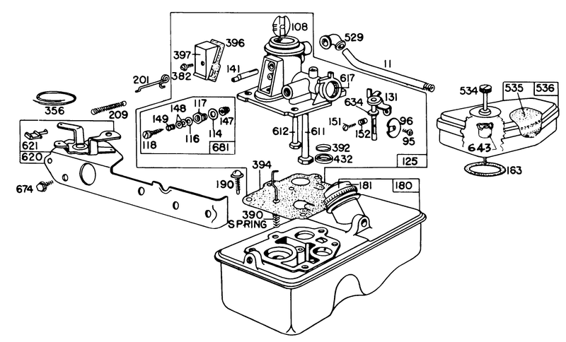 Carburetor Assembly Engine Briggs and Stratton Model No 92908 1844 01