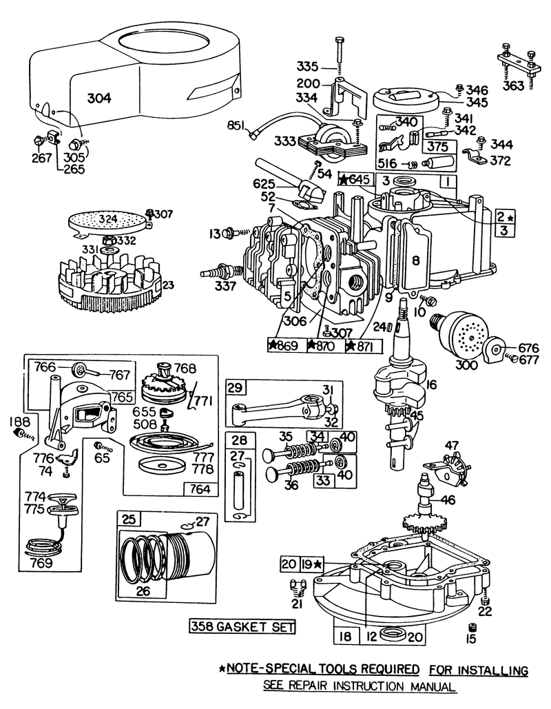 Engine Briggs and Stratton Model No 92908 1844 01