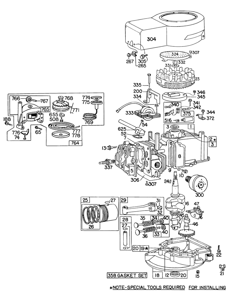 Engine Briggs and Stratton Model 92908 175741