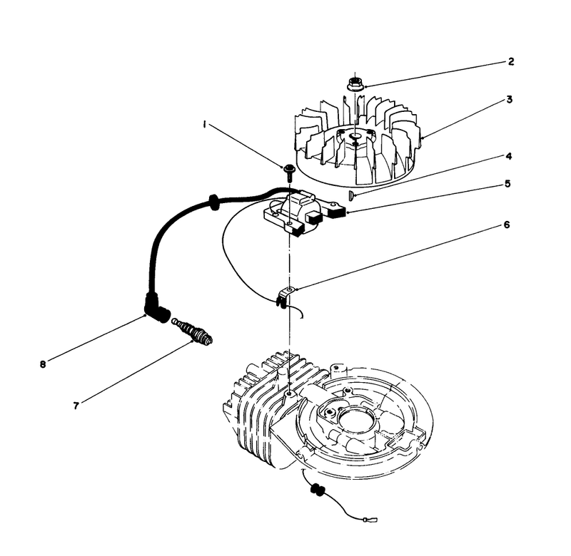 Flywheel and Magneto Assembly Engine 47pe4 used On Units With Serial No 6000101 6004101 Engine 47pf5 used On Units With Serial No 6004102 and Up