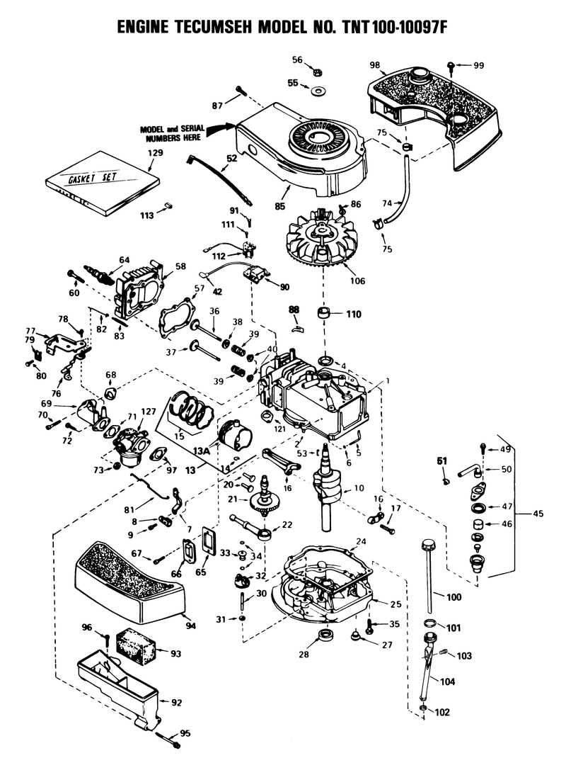 Engine Tecumseh Model No Tnt 100 10097f