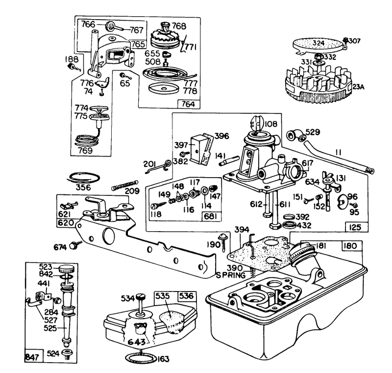 Carburetor And Rewind Starter Assembly