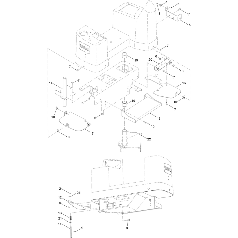 Platform Step Splash Guard and Umbrella Mount Assembly