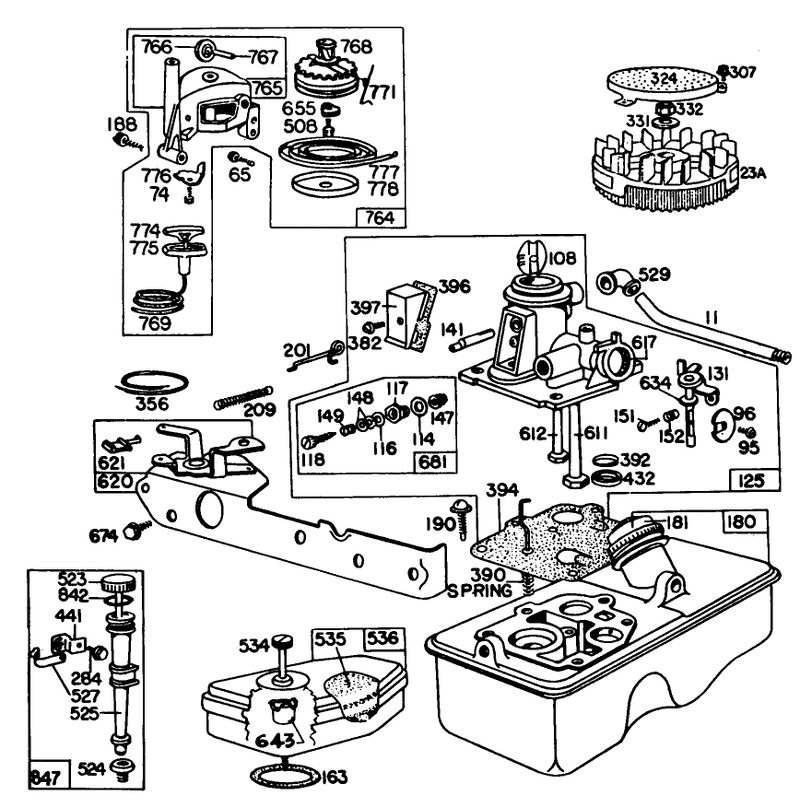 Briggs and Stratton Engine Model No 92908 2059 01 21in Self Propelled model 16870