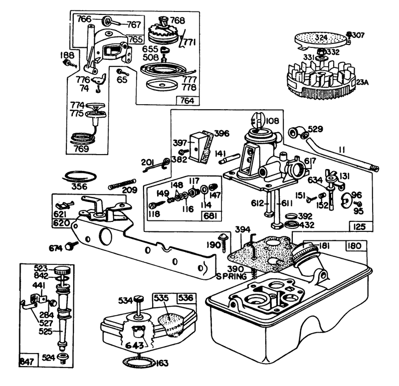 Carburetor Assembly Briggs and Stratton Model No 92908 2055 01