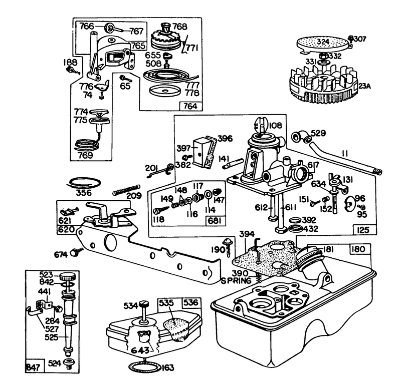 Carburetor Assembly Briggs and Stratton Model No 92908 2055 01