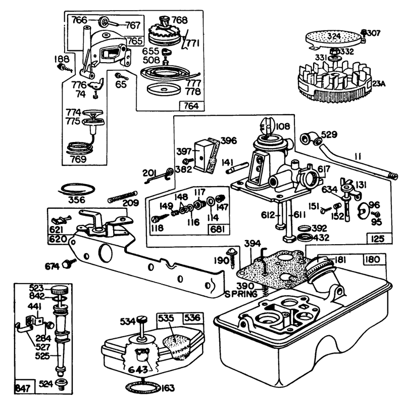 Carburetor Assembly Briggs and Stratton Model No 92908 2055 01
