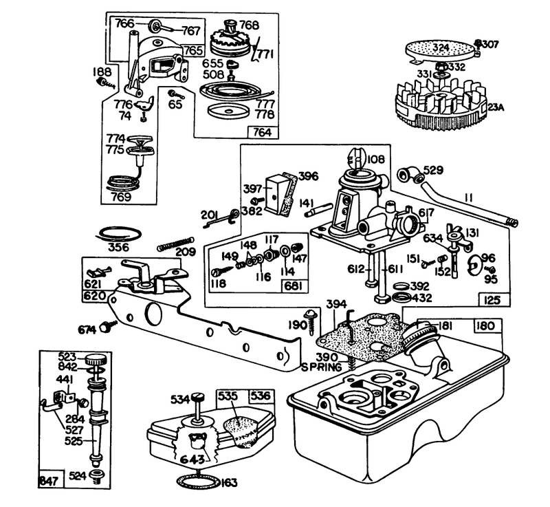 Carburetor Assembly Briggs and Stratton Model No 92908 2055 01